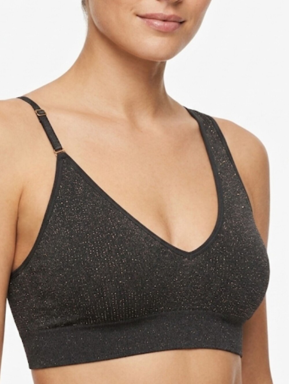 Seamless Black Sparkle Ribbed Bralette